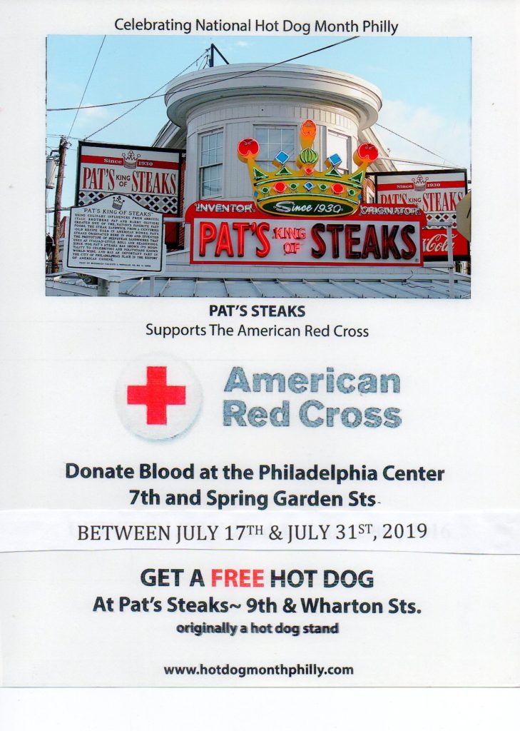 Pat's Steaks & the American Red Cross co-celebrate National Hot Dog Month